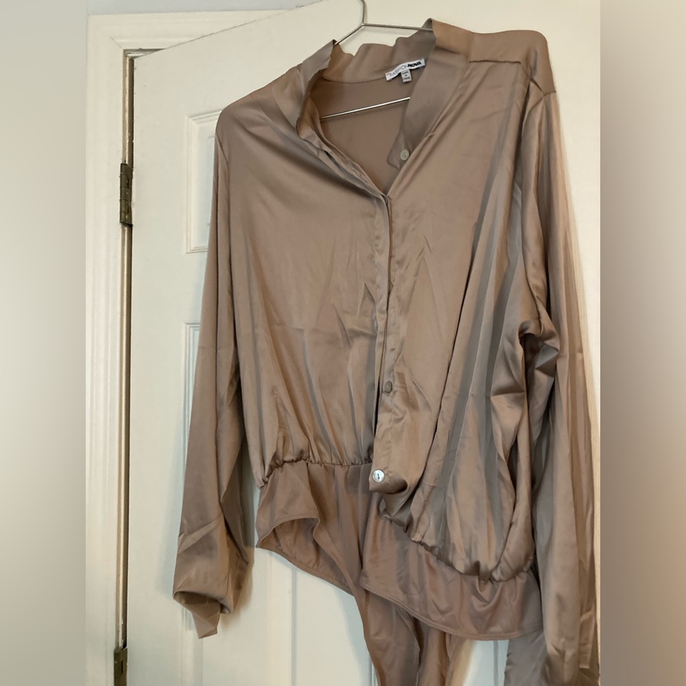 Nude silk style blouse